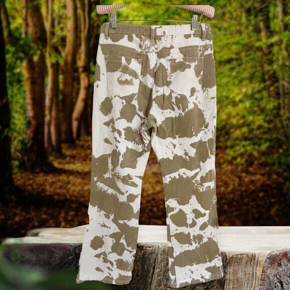 et clet Coastal Cowboy Cow Print wide Leg Jeans Sz M 30"/29" High Waist Cotton - Picture 2 of 8